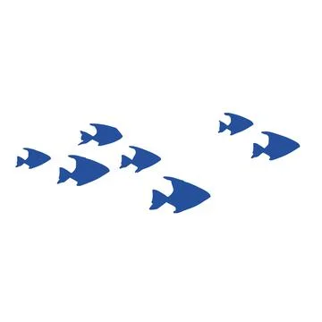 Flock of small blue fish hand drawn Ilustración de archivo