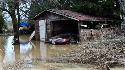 Flodded property. Floods. Stock Footage 37162191