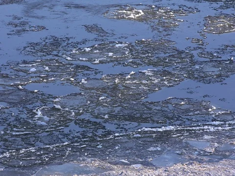 Floes moving fast on the river Stock Footage 72949532