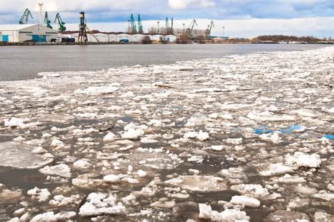 Floes on the river Stock Photos