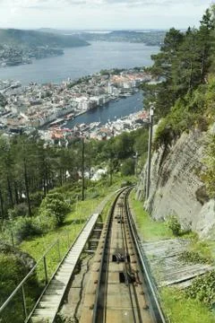 The Floibanen funicular Stock Photos