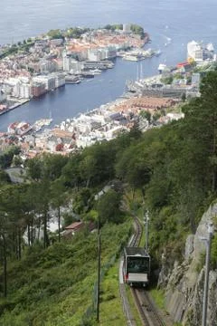 The Floibanen funicular Stock Photos
