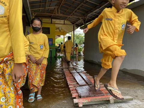 Flood affected school Stock Photos