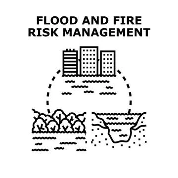 Flood and fire risk management concept vector illustration Stock Illustration