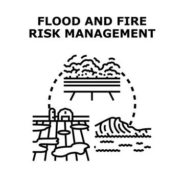 Flood and fire risk management planning activities Stock Illustration