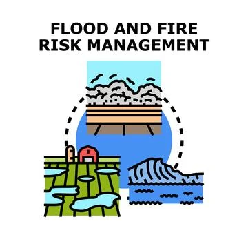 Flood and fire risk management planning activities Stock Illustration