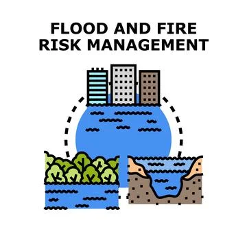 Flood and fire risk management concept vector illustration Stock Illustration