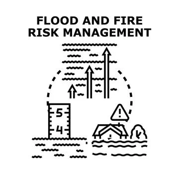 Flood and fire risk management concept vector Stock Illustration