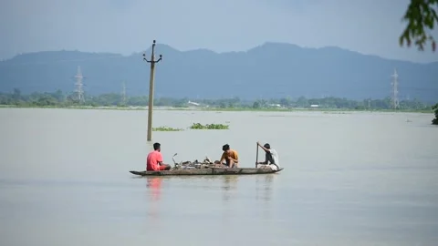 Flood in Assam Video stock 135070430