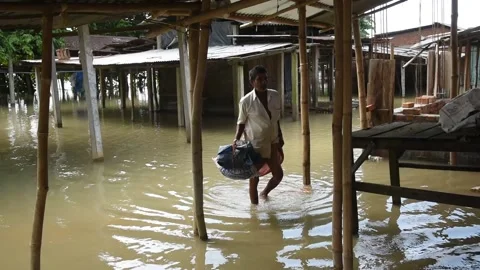 Flood in Assam Video stock 135072013