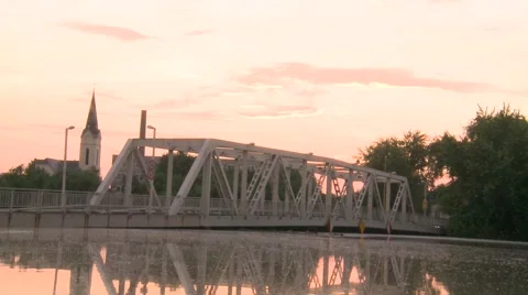 Flood up to Bridge Stock Footage 50887818