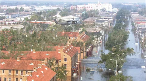 Flood City Helicopter Stock Footage 37301874