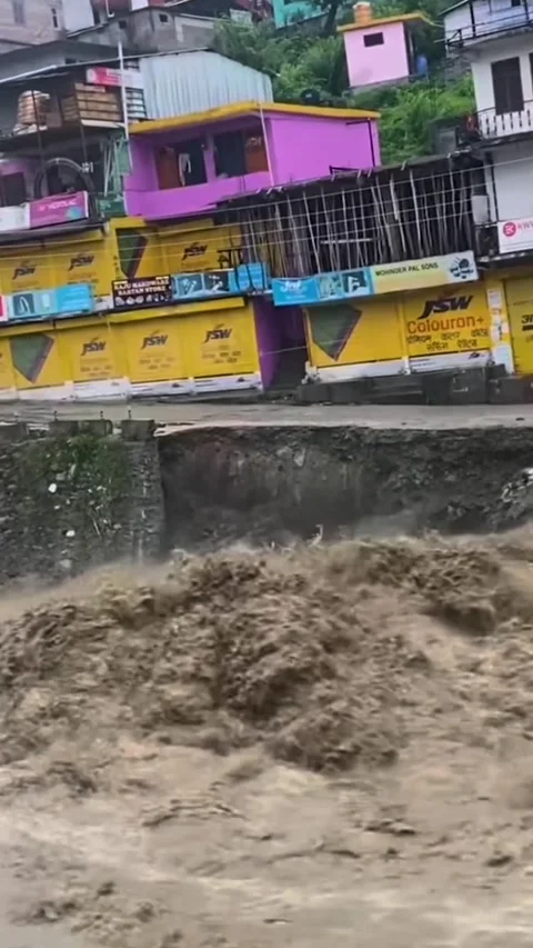Flood Collapsed Road ( Nature Disaster) Stock Footage 281225436