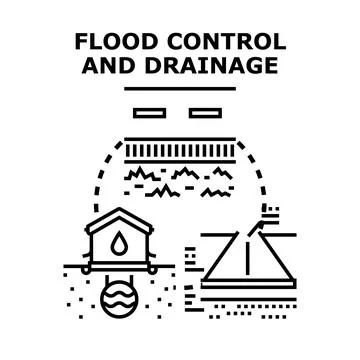 Flood control and drainage system engineering icon illustration Stock Illustration