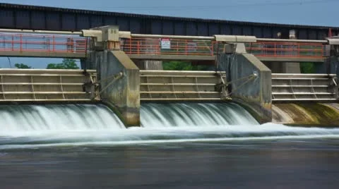 Flood control dam spillway - time lapse Video stock 11104011