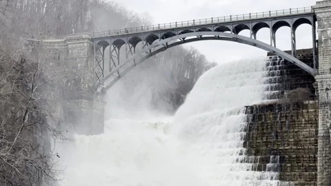 Flood on the dam Stock Footage 267887300