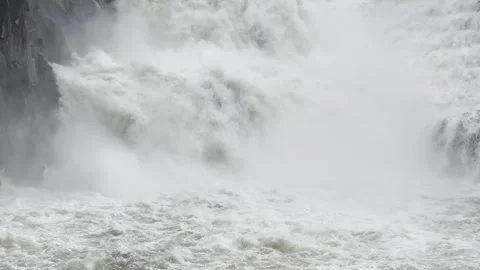 Flood on the dam Stock Footage 267891528