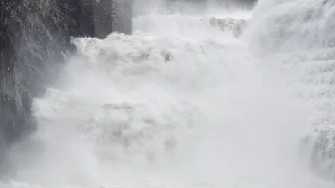Flood on the dam Stock Footage 267891558
