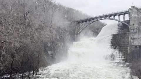 Flood on the dam Stock Footage 267920282