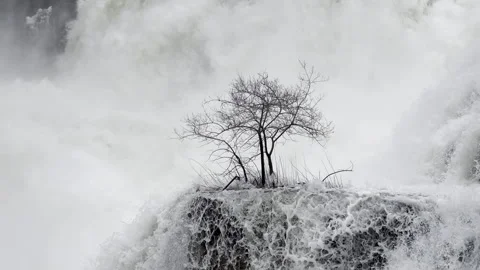 Flood on the dam Stock Footage 267921374