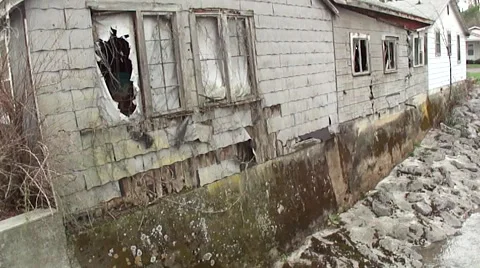 Flood damaged building Stock Footage 2895659
