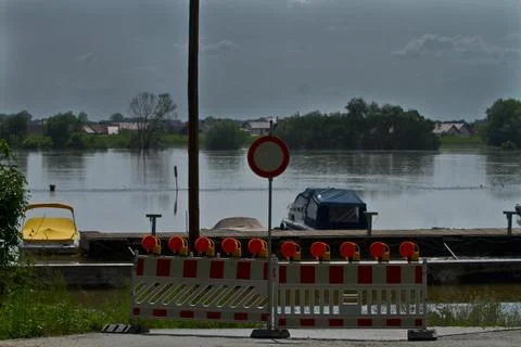 Flood Disaster roadstop Stock Photos