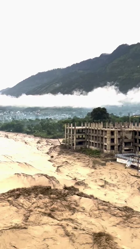 Flood disaster in Uttarakhand (Heavy Rainfall) Stock Footage 281225453