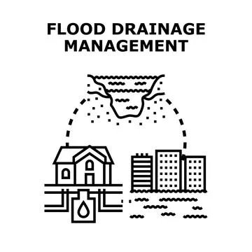 Flood drainage management system vector concept Stock Illustration