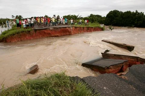Flood due to river flood..drowned Stock Photos