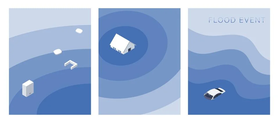 Flood event poster background image Stock Illustration