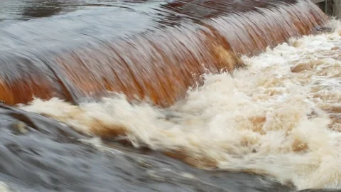 Flood on fast flowing spring river, Lappeenranta Finland Vídeos de archivo 185919700