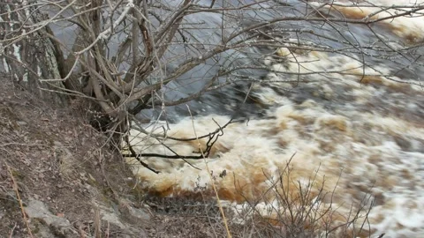 Flood on fast flowing spring river, Lappeenranta Finland Vídeos de archivo 185922043