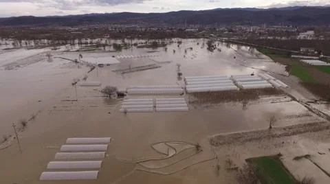 Flood, flooded agricultural fields Stock Footage 63663956