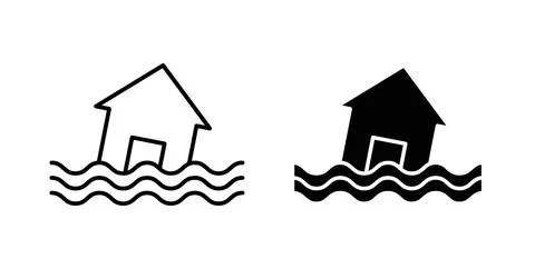 Flood icon collection in black, Line icons, flat symbols イラスト素材