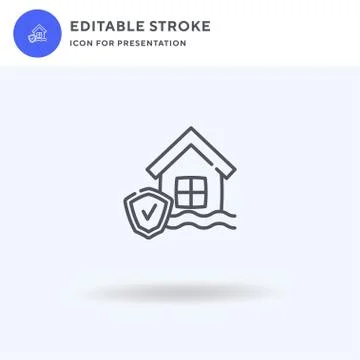 Flood icon vector, filled flat sign, solid pictogram isolated on white, logo Illustrazione stock