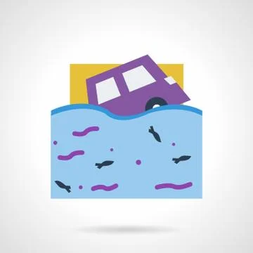 Flood insurance flat color vector icon Stock Illustration