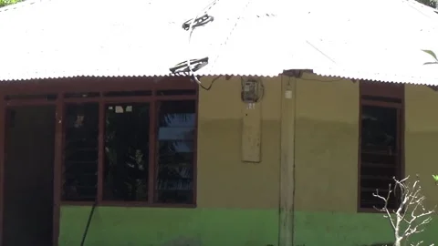 The flood level reached the height of the window of the houses Stock Footage 299769479