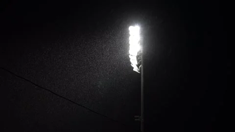 Flood Lights in Snow - Stadium Stock Footage 231345573