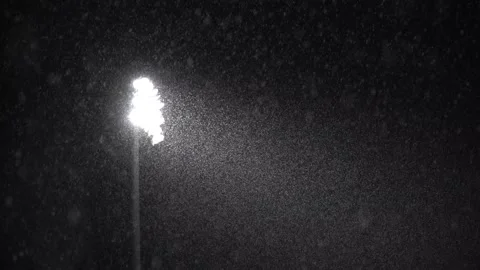 Flood Lights in Snow Storm Stock Footage 231345589