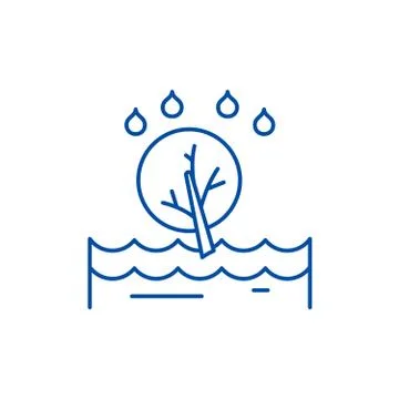 Flood line icon concept. Flood flat  vector symbol, sign, outline illustration. Stock Illustration