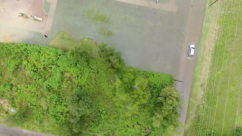 Flood at park global warming drone Stock Footage 111085033