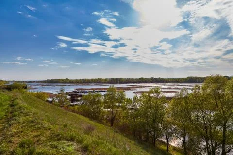 Flood plain of Volga in the spring Stock Photos
