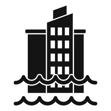 Flood problem city icon simple vector. Climate change disasters Illustrazione stock