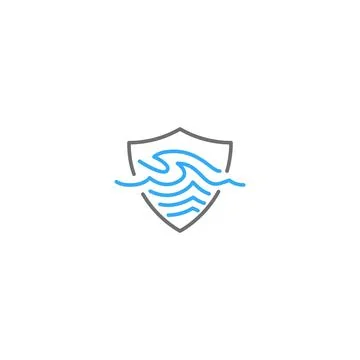 Flood protect, wave shield. Vector logo icon template Ilustración de archivo
