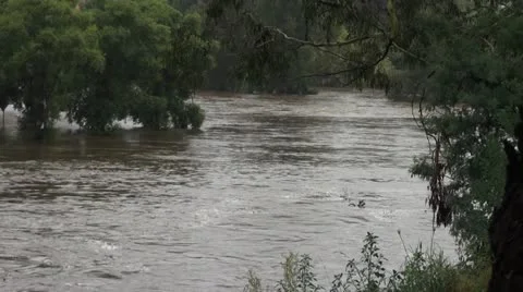 Flood- Queanbeyan river NSW Stock Footage 11035471