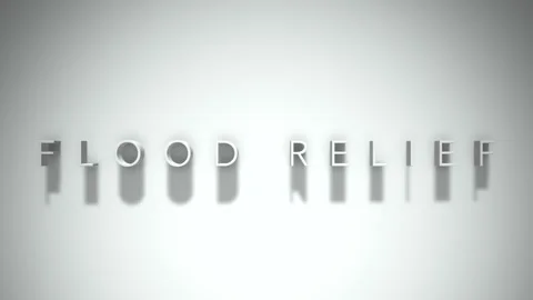 Flood relief 3D title animation with shadows on a white background Stock Footage 297857595