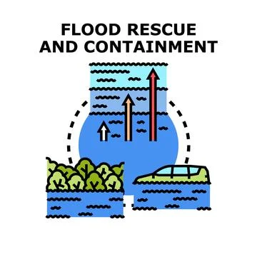 Flood rescue and containment vector illustration concept Stock Illustration