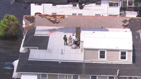 Flood Rescue Rooftop Stock Footage 37278330