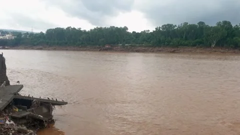 Flood in the river due to heavy rainfall Stock-Footage 316142979