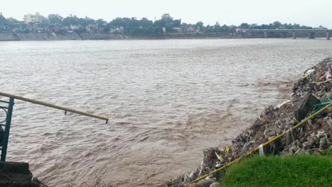 Flood in the river due to heavy rainfall Stock-Footage 316143077